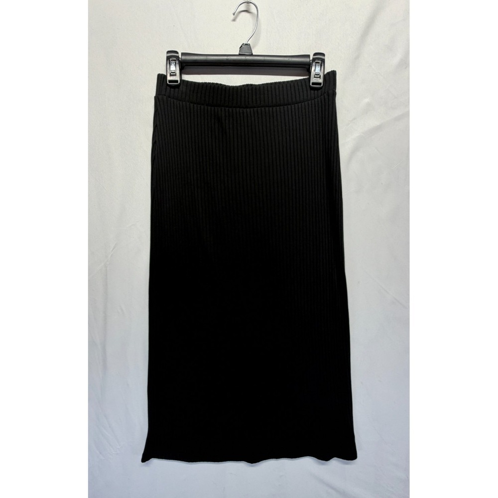 Old Navy Straight &‎ Pencil Fitted Ribbed Knit Midi Skirt Womens S Black Stretch